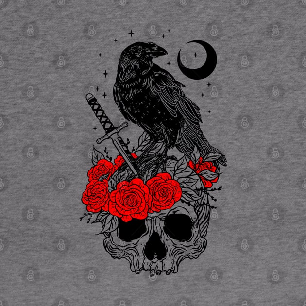 Crow with skull by OccultOmaStore